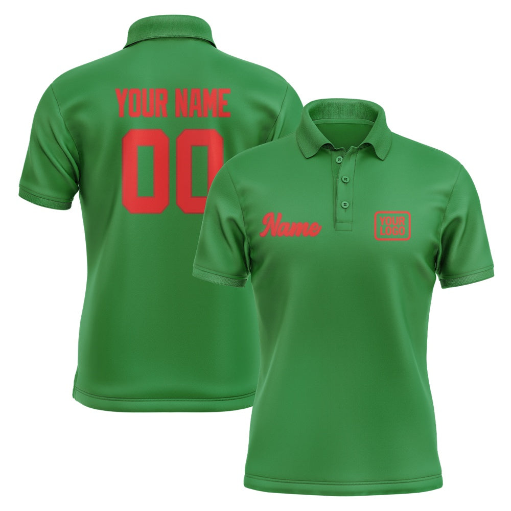 Custom Emerald Green Orange Red Short-Sleeve Polo Shirt