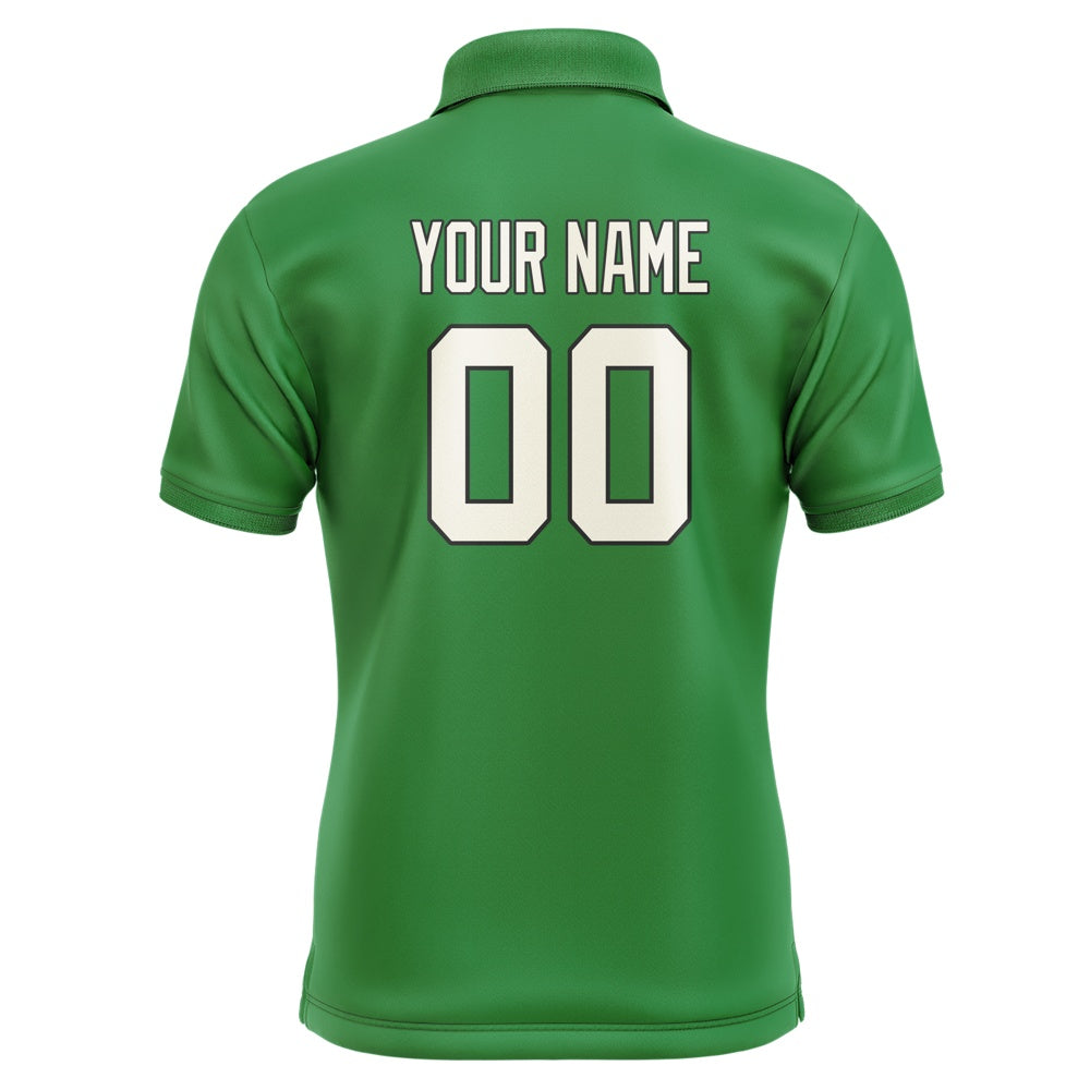 Custom Emerald Green Cream Short-Sleeve Polo Shirt