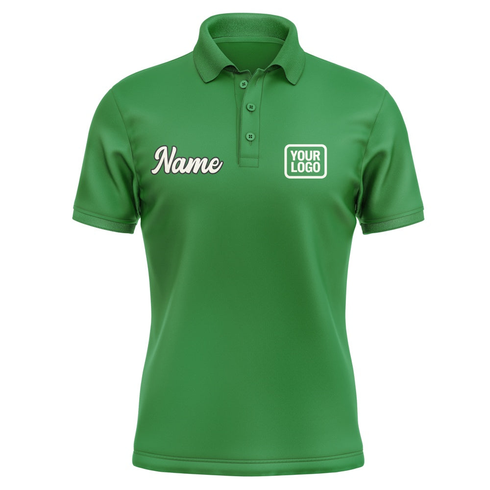 Custom Emerald Green Cream Short-Sleeve Polo Shirt