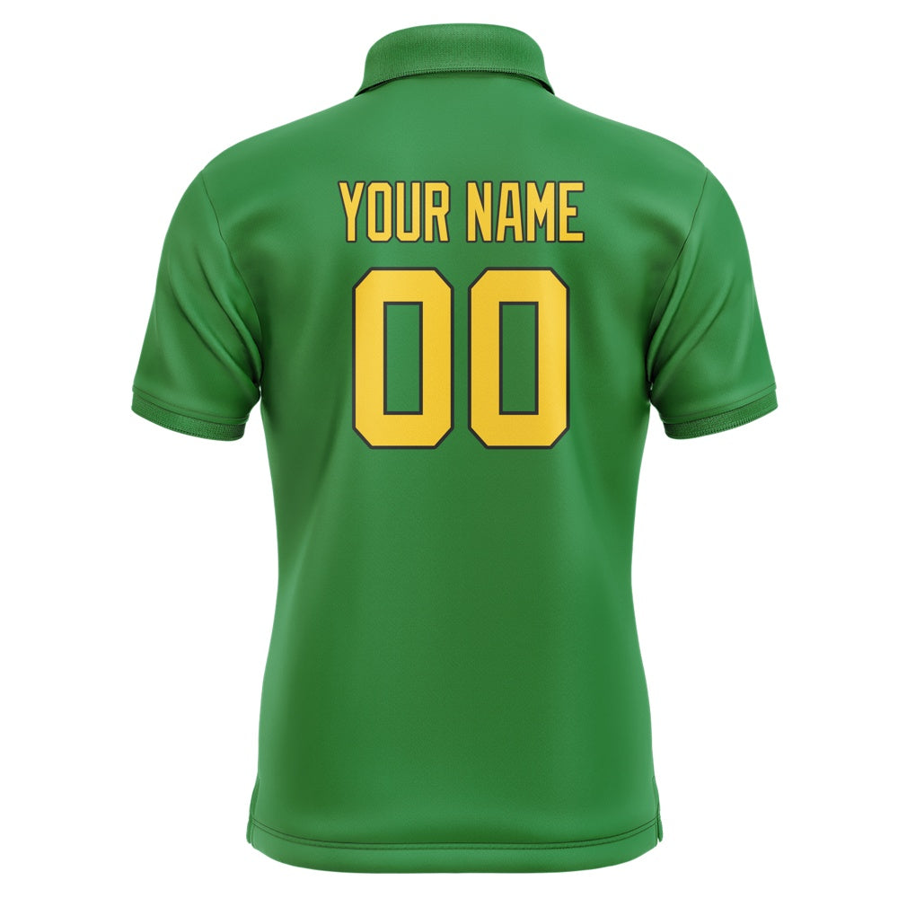 Custom Emerald Green Gold Short-Sleeve Polo Shirt