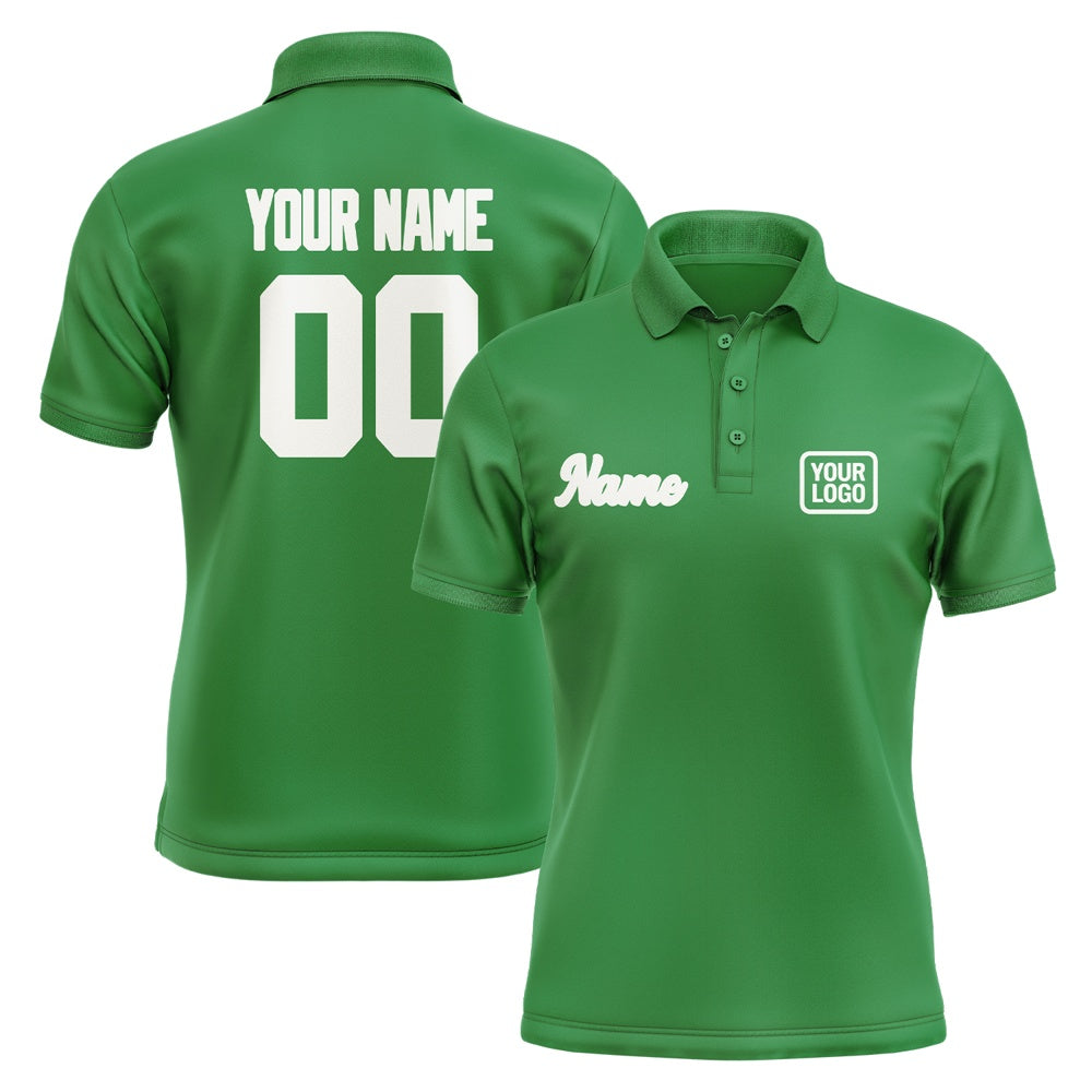 Custom Emerald Green White Short-Sleeve Polo Shirt