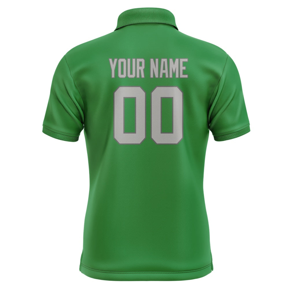 Custom Emerald Green Gray Short-Sleeve Polo Shirt