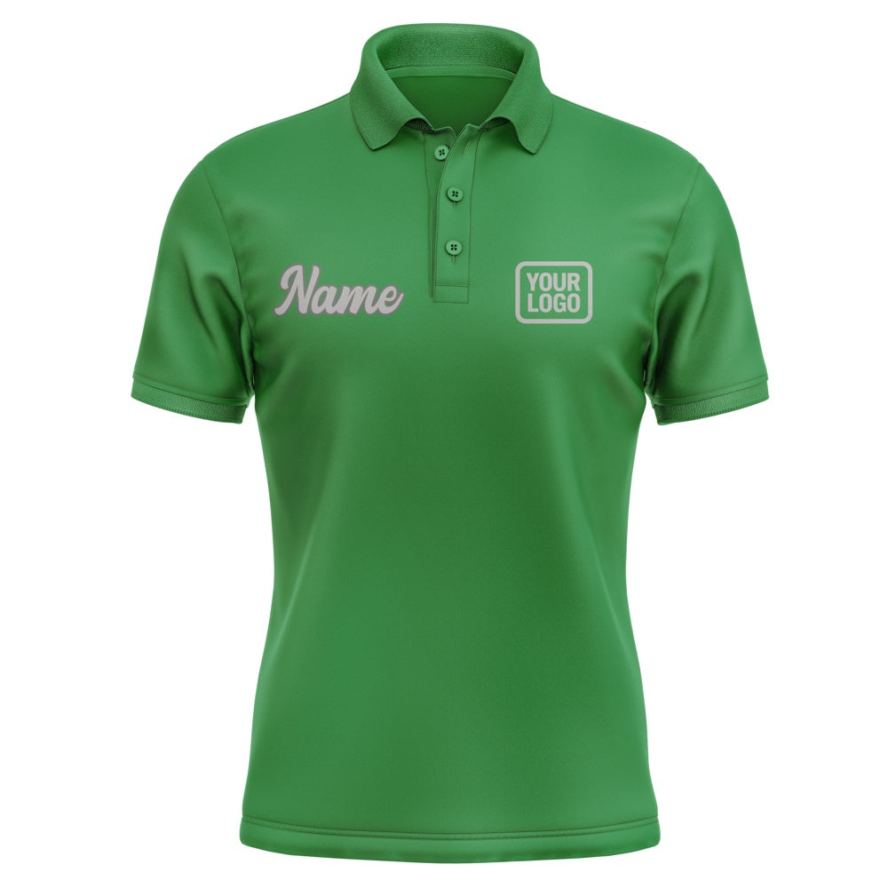 Custom Emerald Green Gray Short-Sleeve Polo Shirt