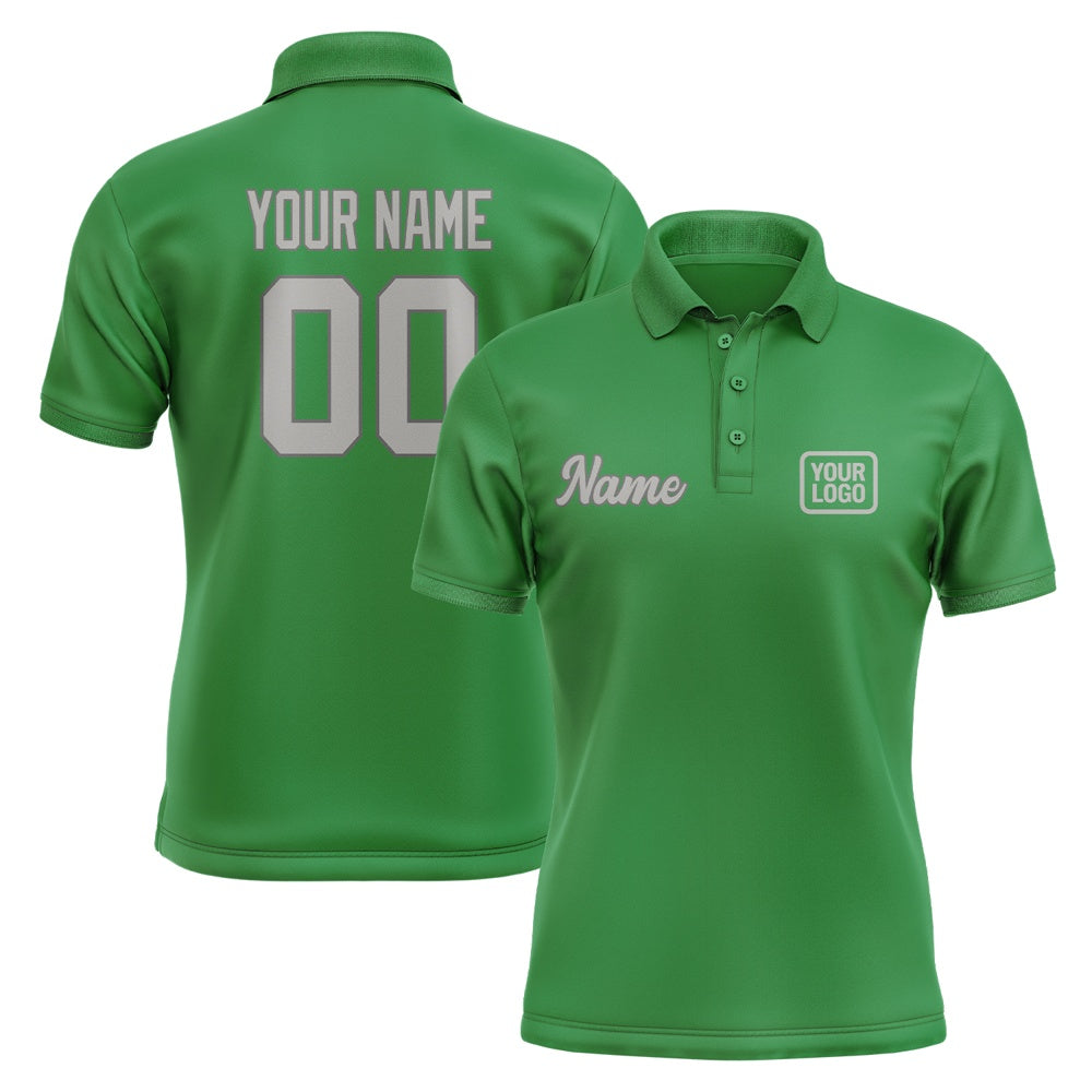 Custom Emerald Green Gray Short-Sleeve Polo Shirt