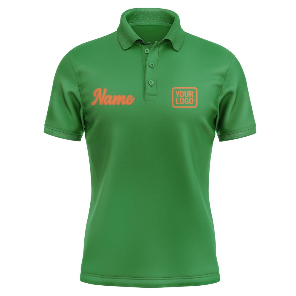 Custom Emerald Green Orange Short-Sleeve Polo Shirt