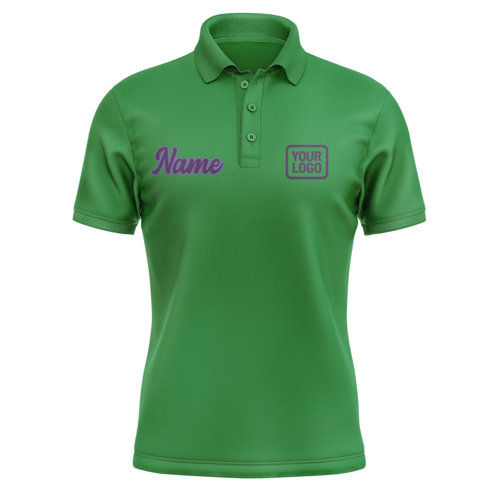 Custom Emerald Green Purple Short-Sleeve Polo Shirt