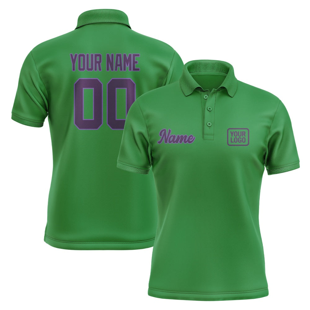 Custom Emerald Green Purple Short-Sleeve Polo Shirt