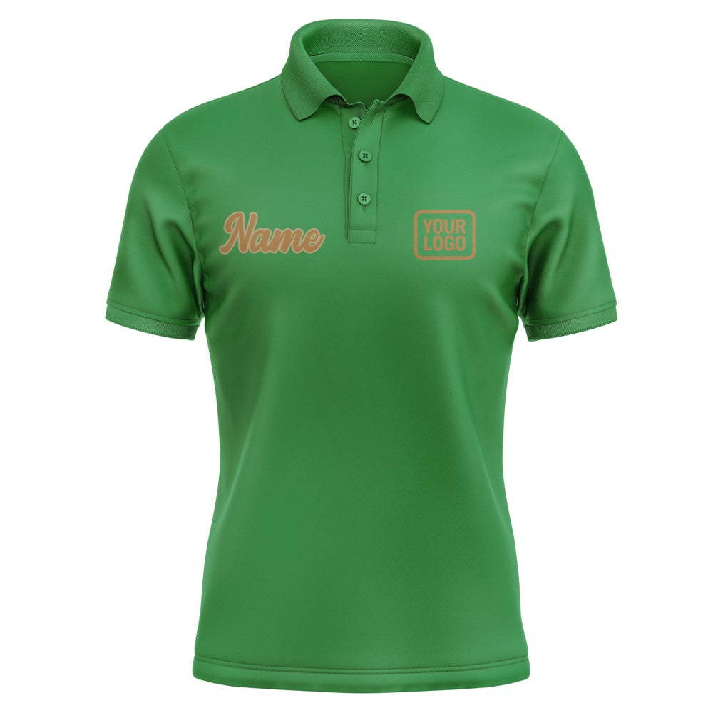 Custom Emerald Green Khaki Short-Sleeve Polo Shirt
