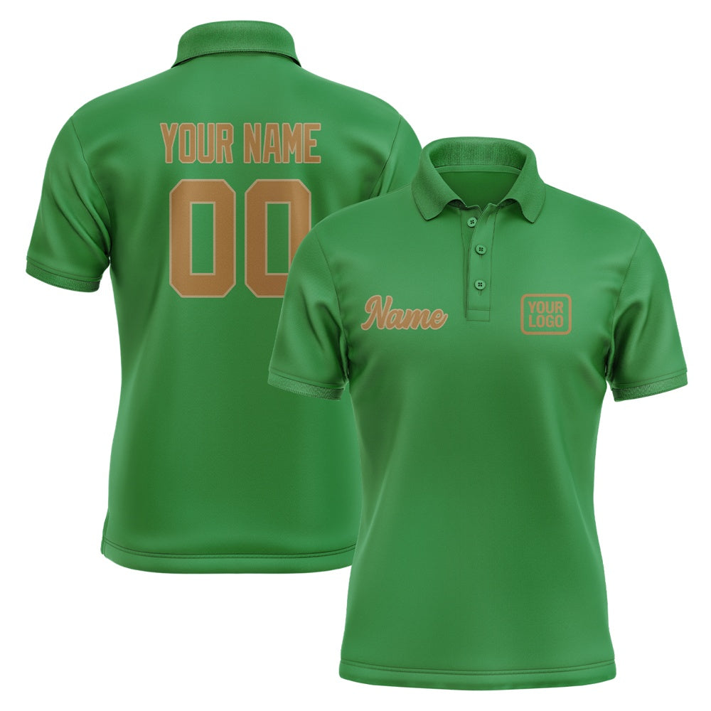 Custom Emerald Green Khaki Short-Sleeve Polo Shirt