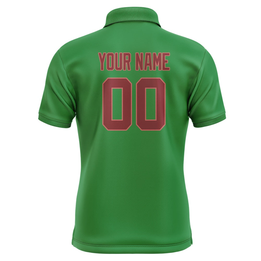 Custom Emerald Green Crimson Red Short-Sleeve Polo Shirt