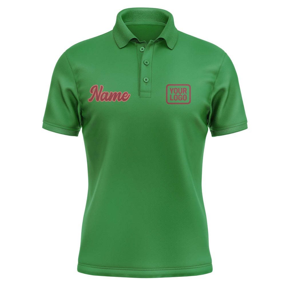 Custom Emerald Green Crimson Red Short-Sleeve Polo Shirt