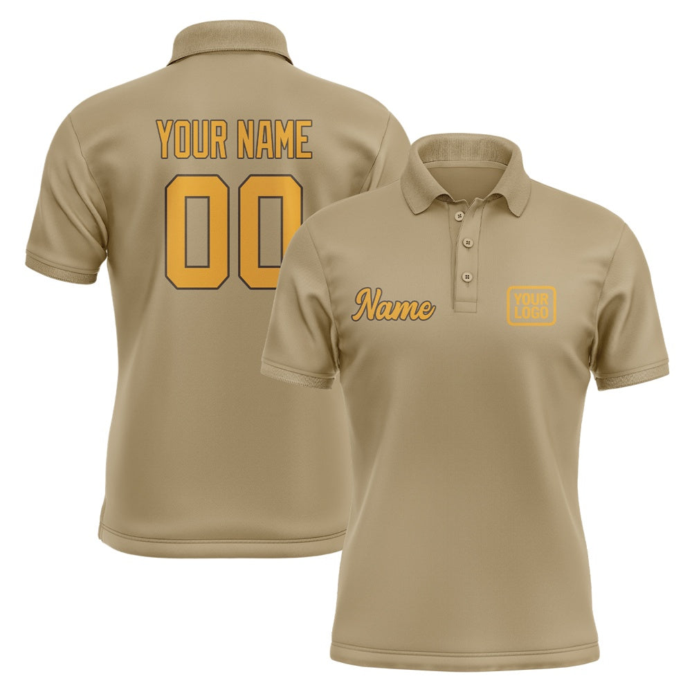 Custom Light Khaki Yellow Short-Sleeve Polo Shirt