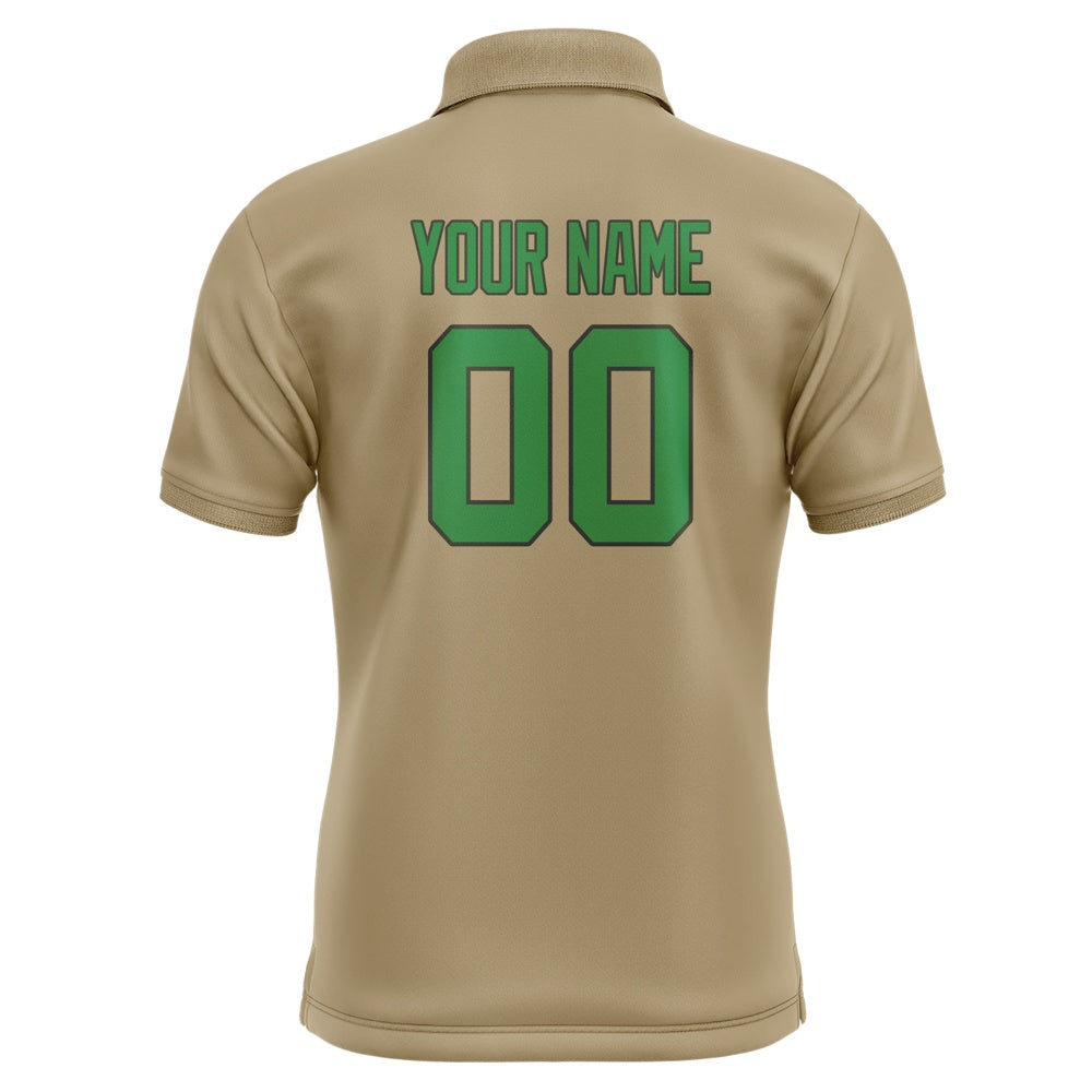 Custom Light Khaki Emerald Green Short-Sleeve Polo Shirt
