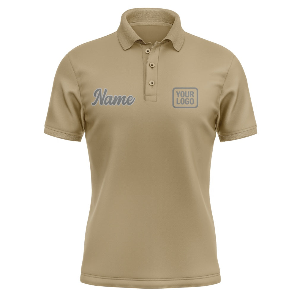 Custom Light Khaki Dark Grey Short-Sleeve Polo Shirt