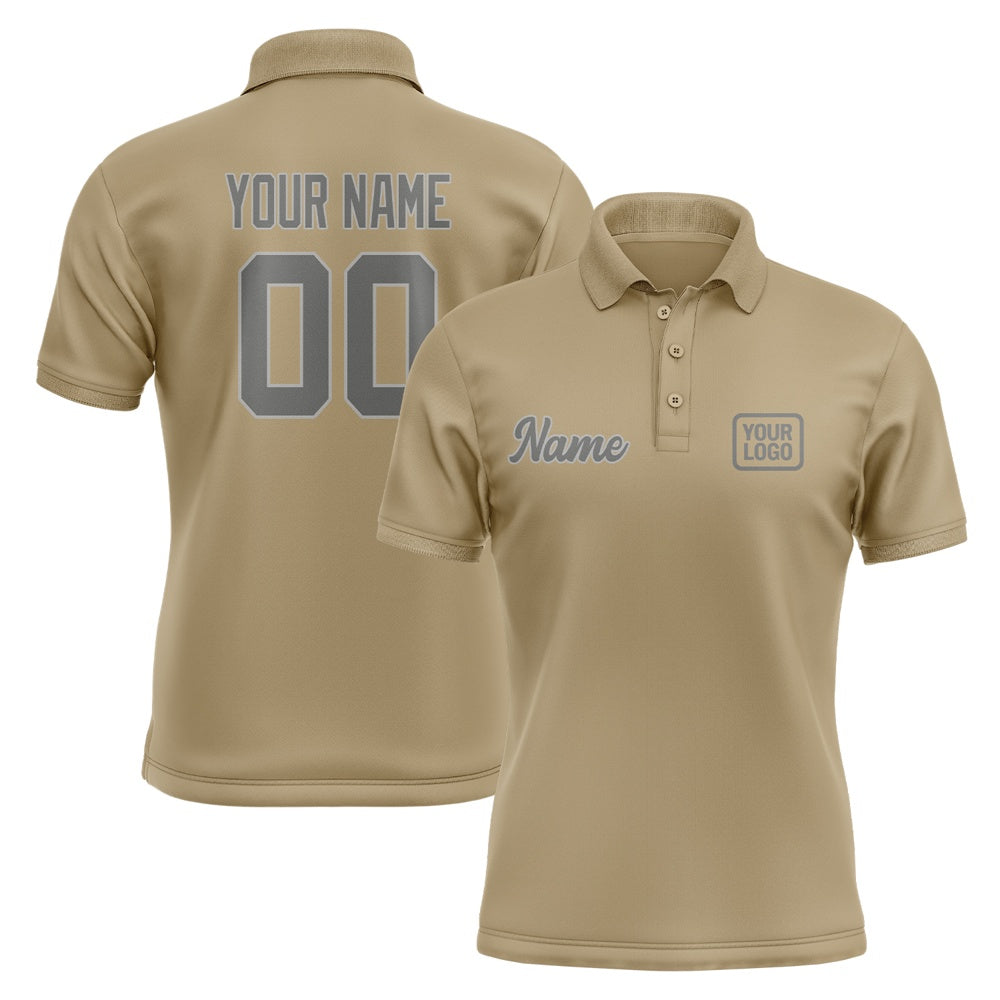 Custom Light Khaki Dark Grey Short-Sleeve Polo Shirt