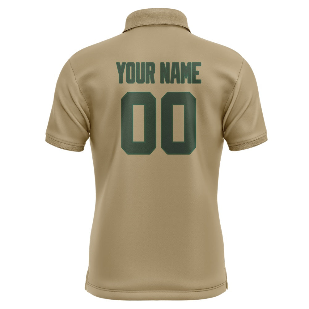 Custom Light Khaki Dark Green Short-Sleeve Polo Shirt
