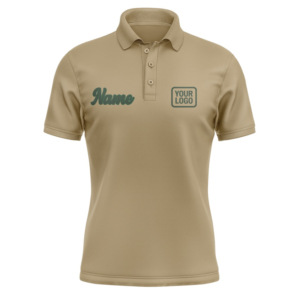 Custom Light Khaki Dark Green Short-Sleeve Polo Shirt