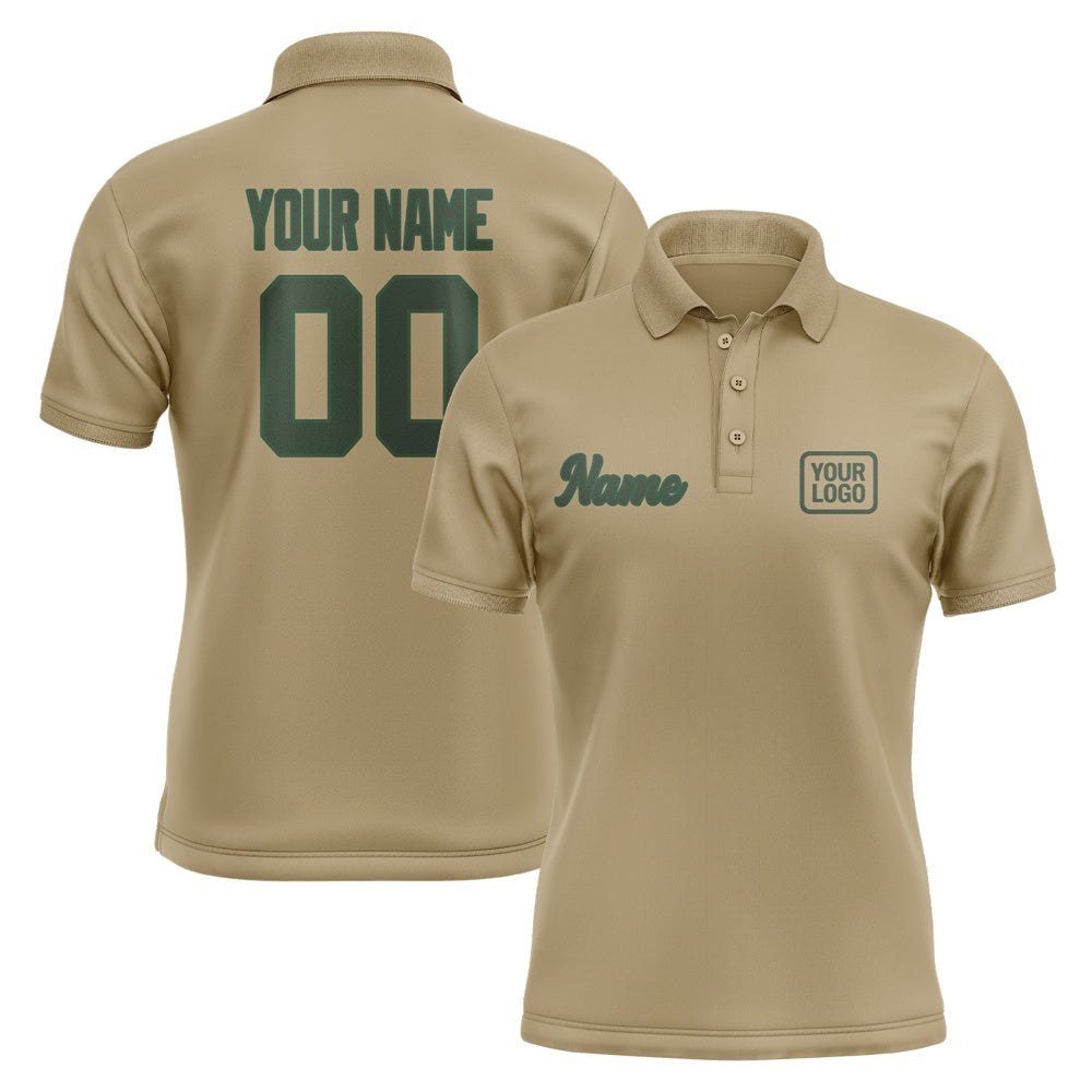 Custom Light Khaki Dark Green Short-Sleeve Polo Shirt