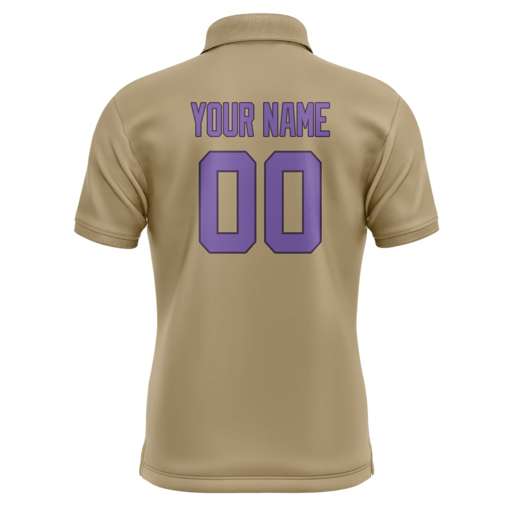 Custom Light Khaki Light Purple Short-Sleeve Polo Shirt