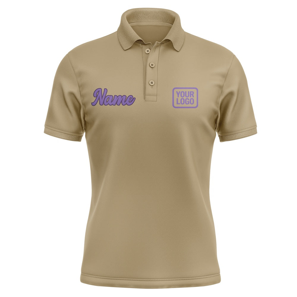 Custom Light Khaki Light Purple Short-Sleeve Polo Shirt
