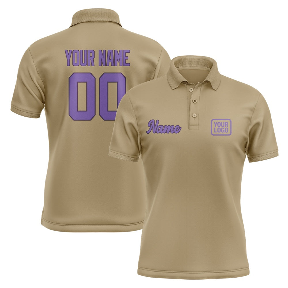 Custom Light Khaki Light Purple Short-Sleeve Polo Shirt
