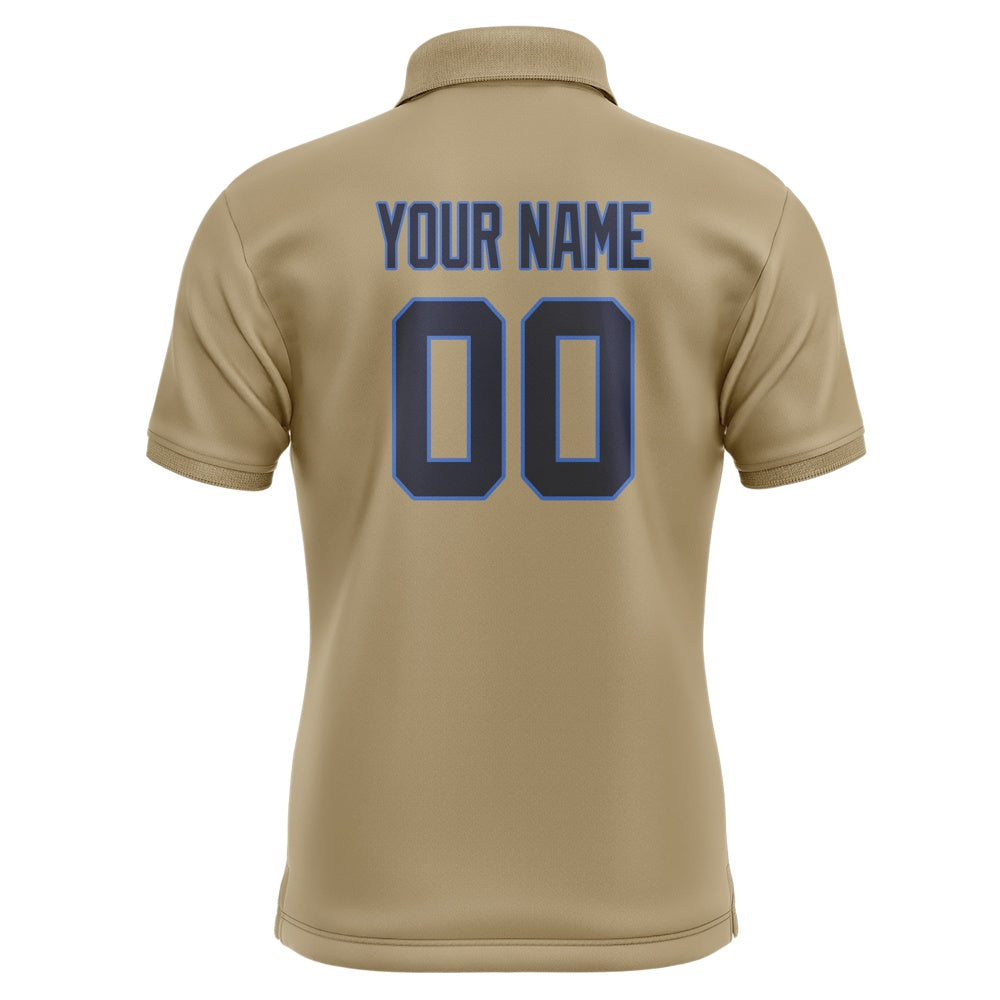 Custom Light Khaki Navy Short-Sleeve Polo Shirt