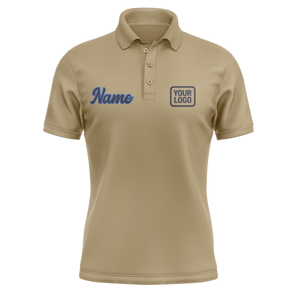 Custom Light Khaki Navy Short-Sleeve Polo Shirt