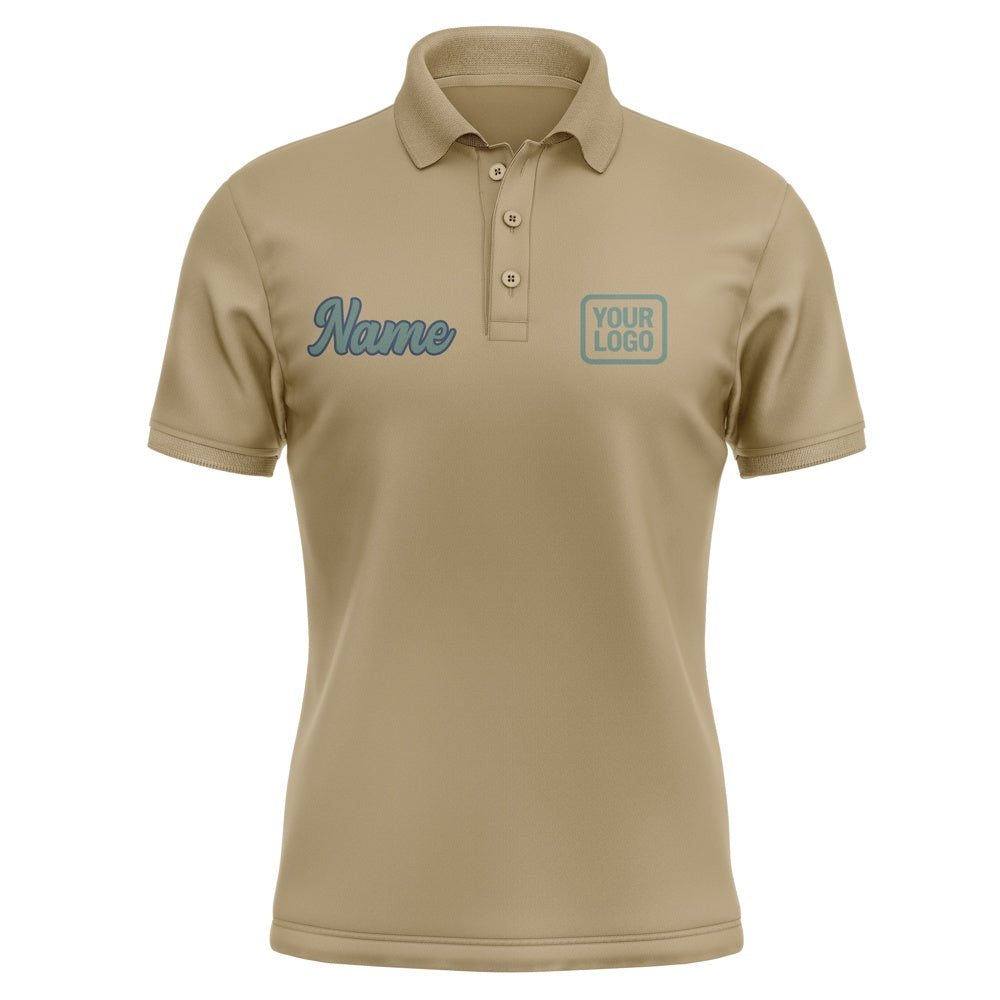 Custom Light Khaki Blue Green Short-Sleeve Polo Shirt