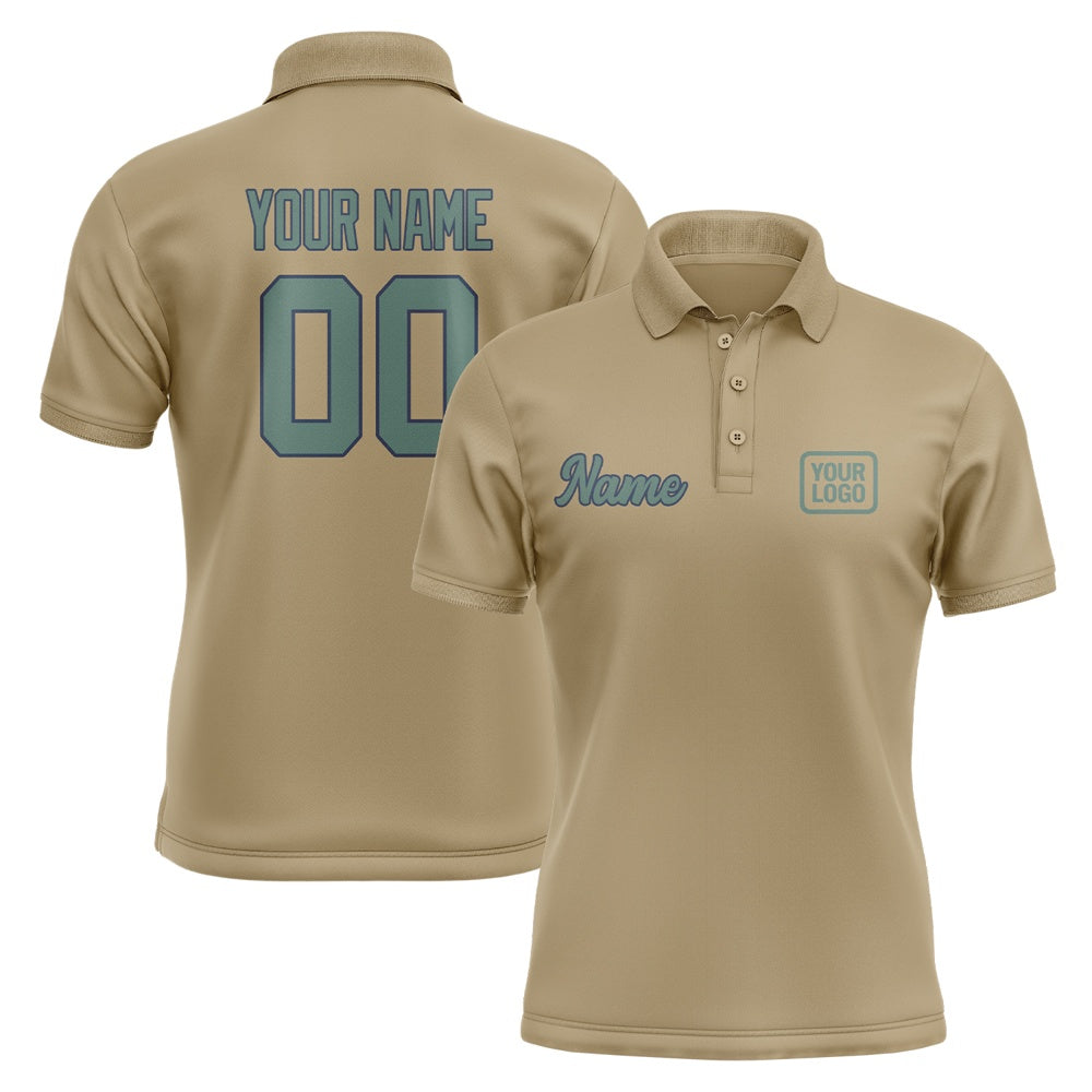 Custom Light Khaki Blue Green Short-Sleeve Polo Shirt