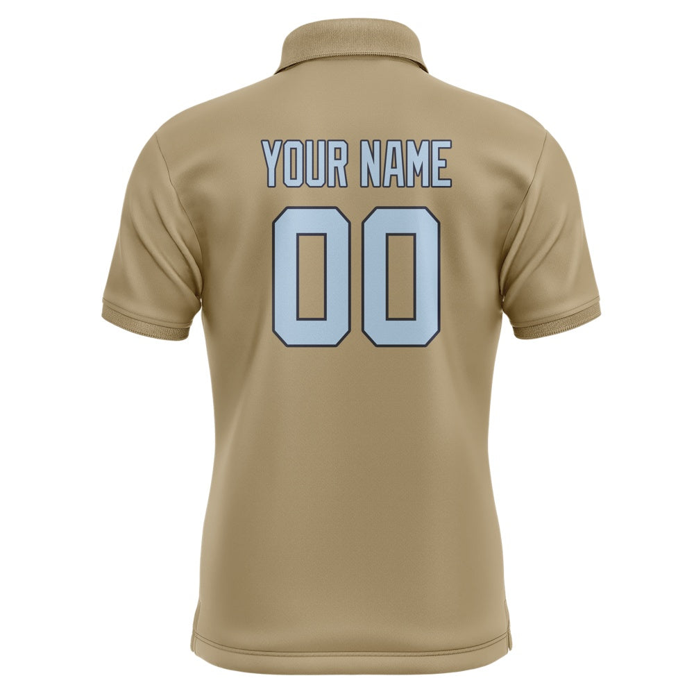 Custom Light Khaki Light Blue Short-Sleeve Polo Shirt
