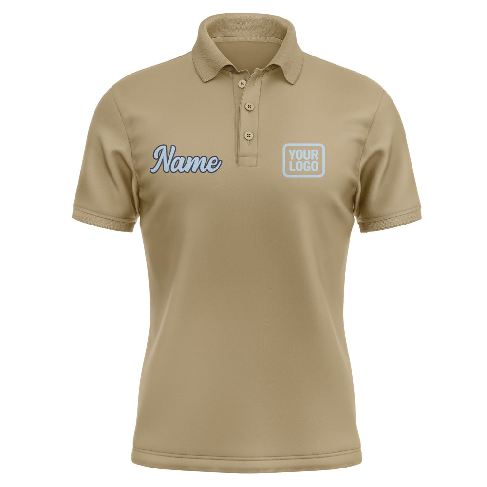 Custom Light Khaki Light Blue Short-Sleeve Polo Shirt