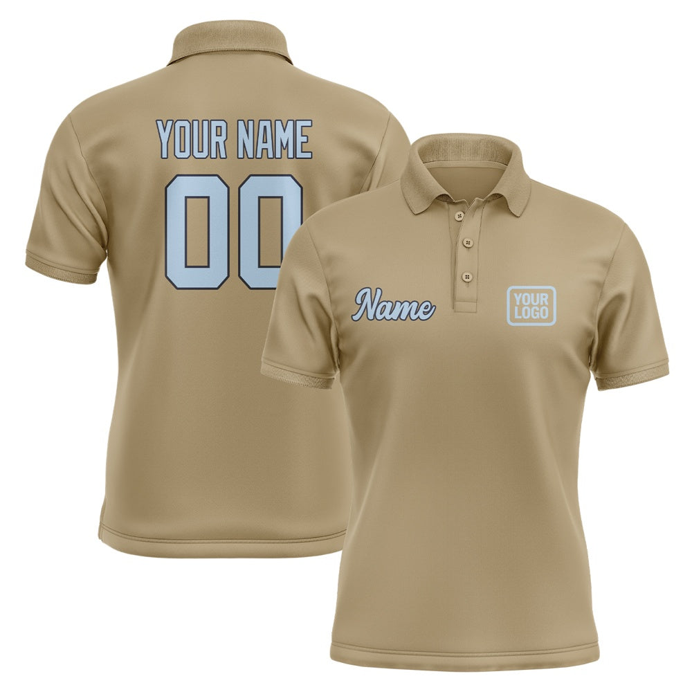 Custom Light Khaki Light Blue Short-Sleeve Polo Shirt
