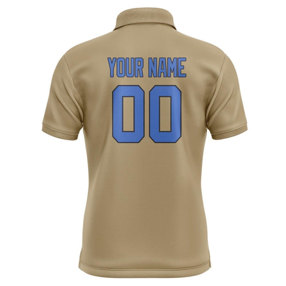 Custom Light Khaki Sky Blue Short-Sleeve Polo Shirt