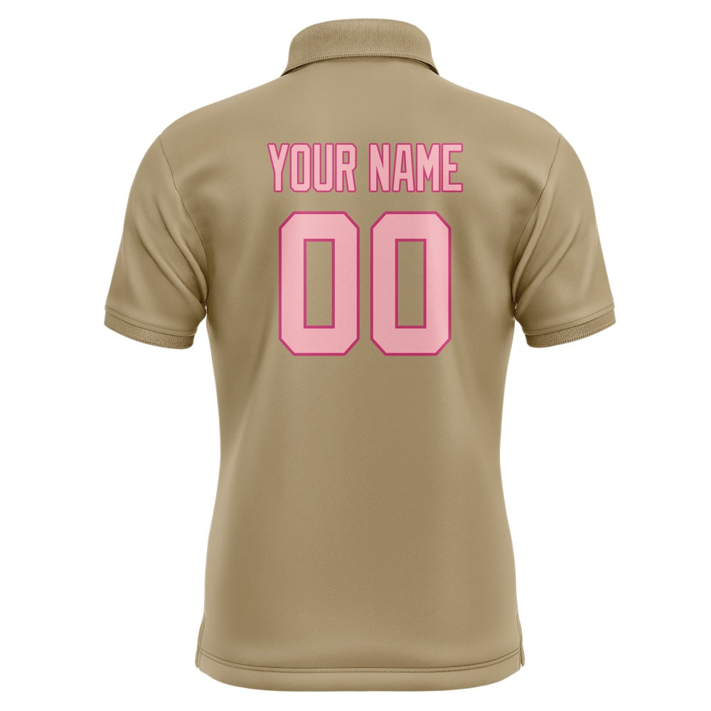 Custom Light Khaki Light Pink Short-Sleeve Polo Shirt