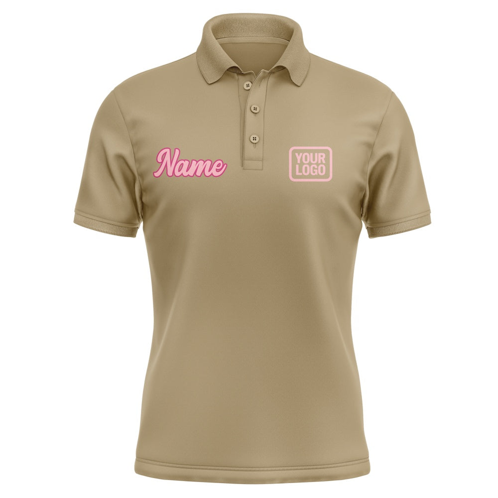 Custom Light Khaki Light Pink Short-Sleeve Polo Shirt