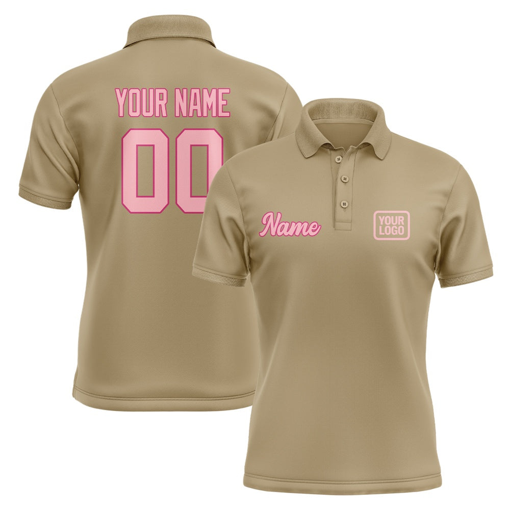 Custom Light Khaki Light Pink Short-Sleeve Polo Shirt