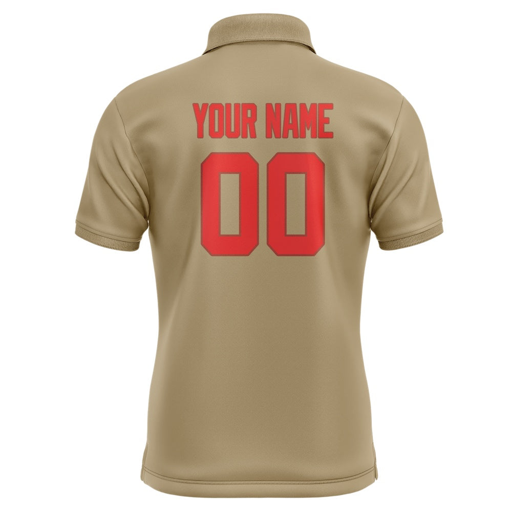 Custom Light Khaki Orange Red Short-Sleeve Polo Shirt