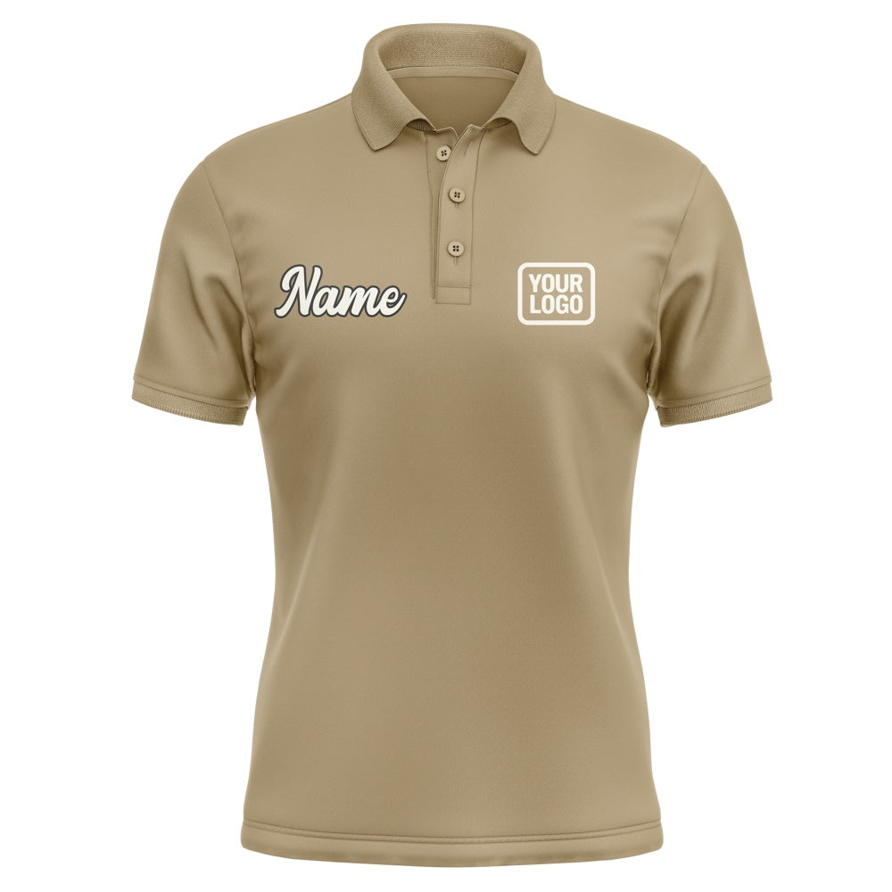 Custom Light Khaki Cream Short-Sleeve Polo Shirt