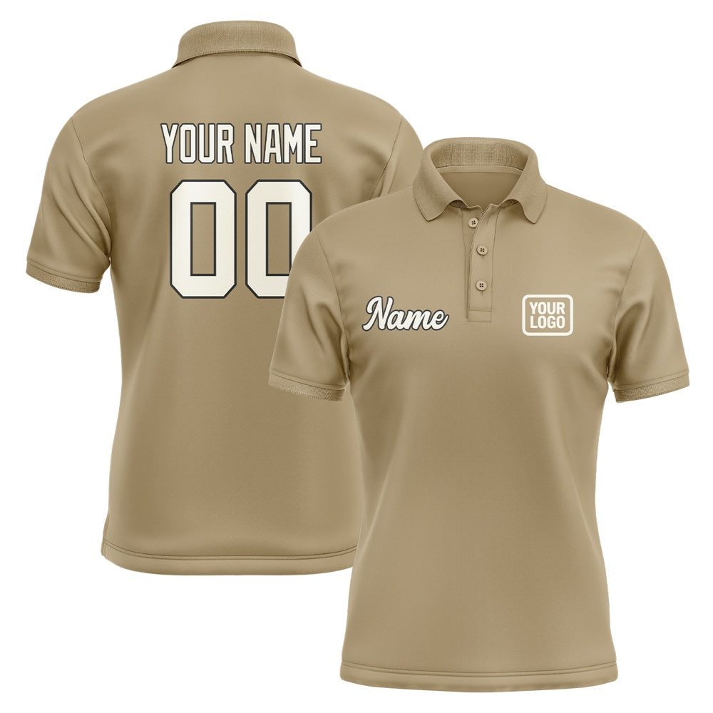 Custom Light Khaki Cream Short-Sleeve Polo Shirt