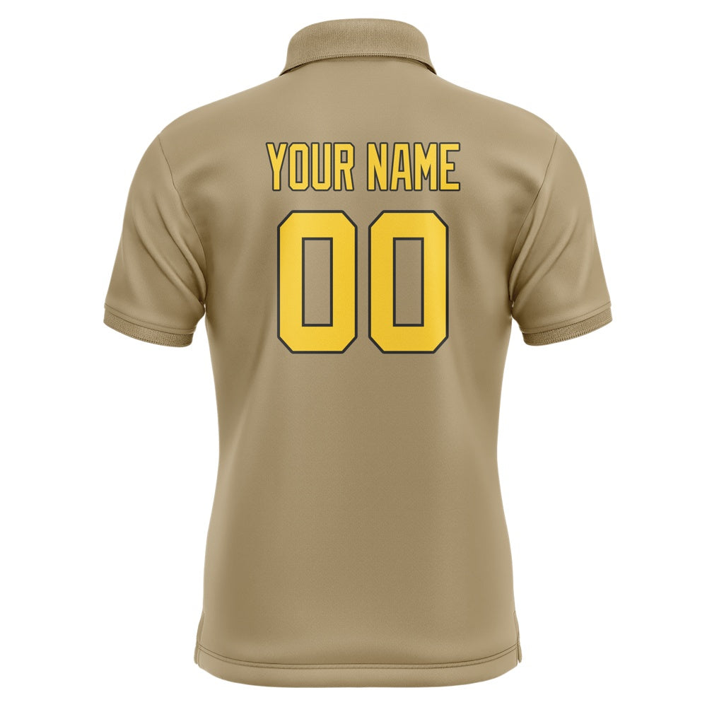 Custom Light Khaki Gold Short-Sleeve Polo Shirt