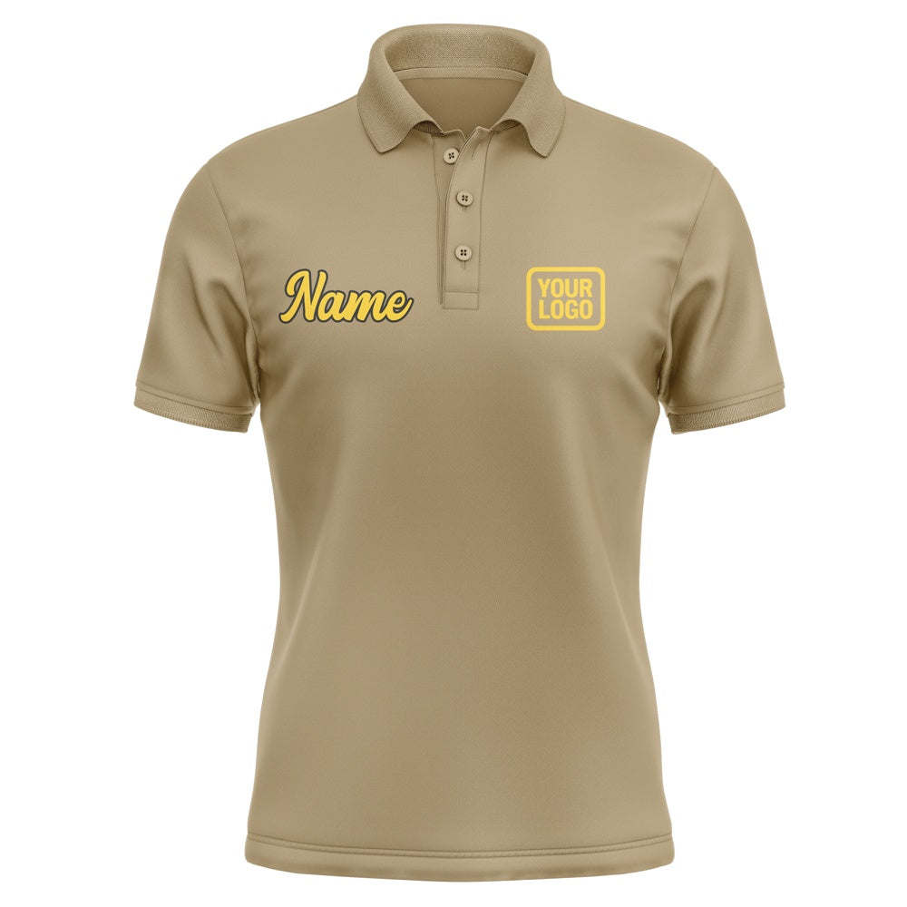 Custom Light Khaki Gold Short-Sleeve Polo Shirt