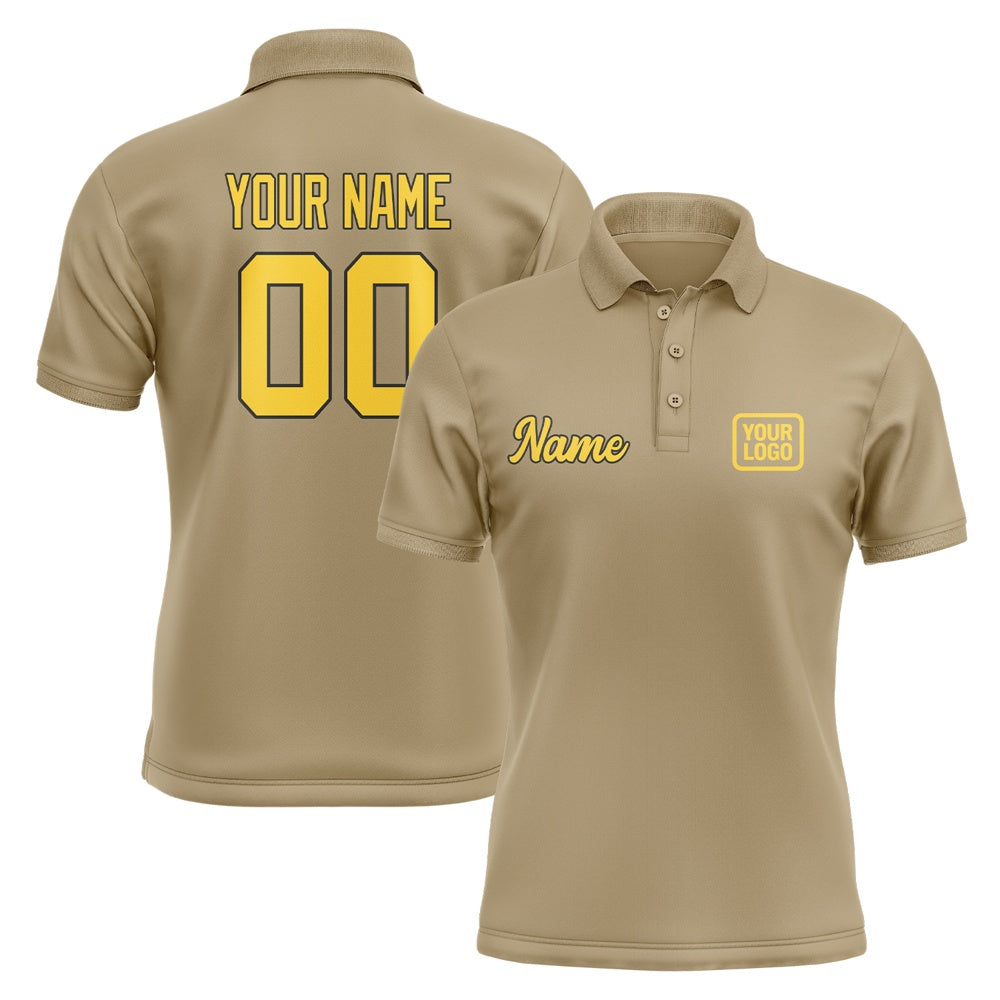 Custom Light Khaki Gold Short-Sleeve Polo Shirt