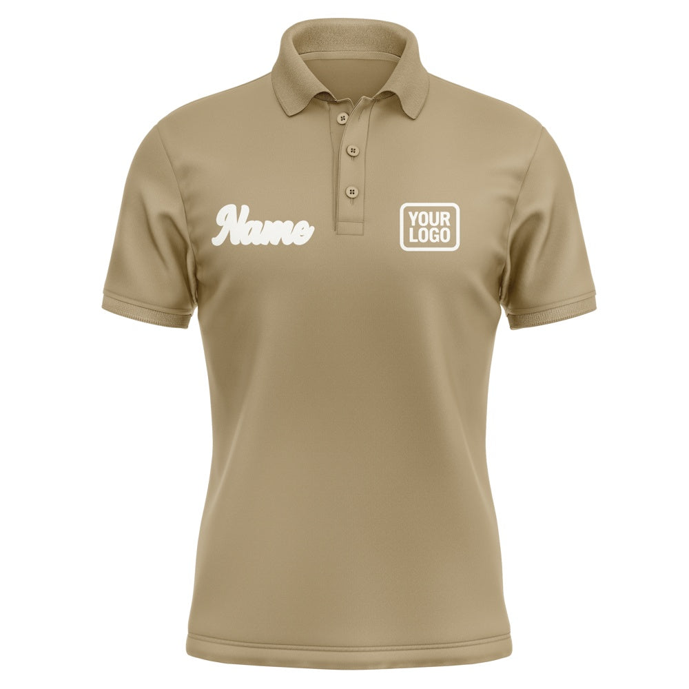 Custom Light Khaki White Short-Sleeve Polo Shirt