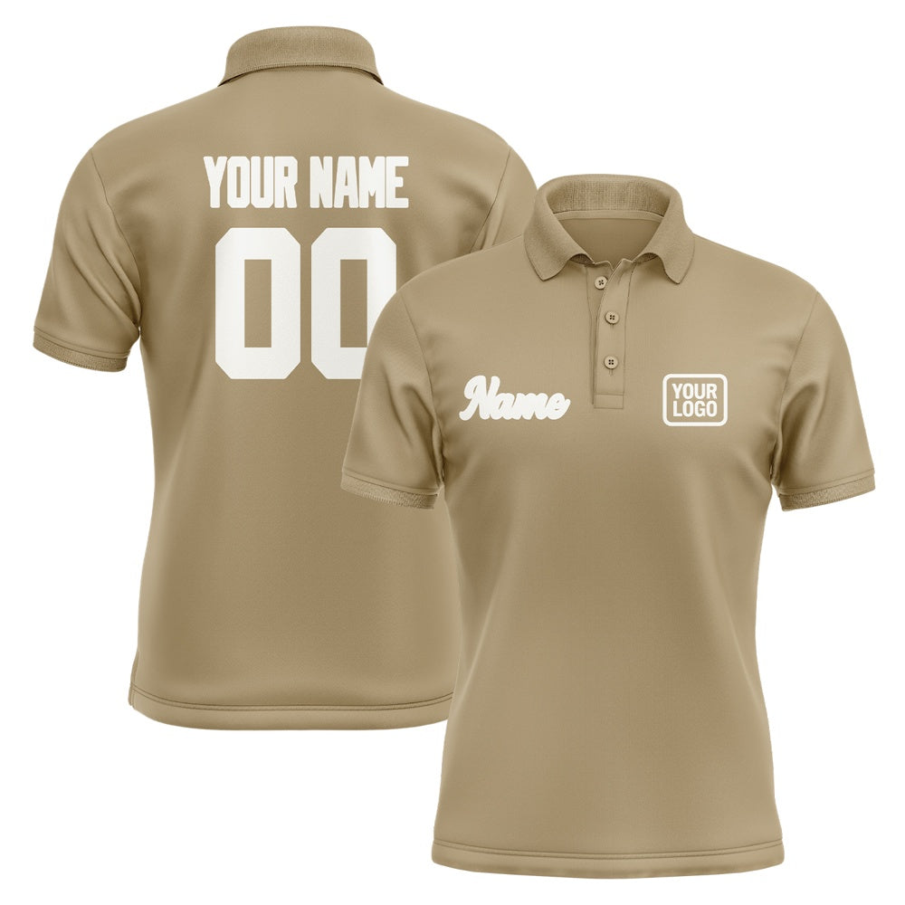 Custom Light Khaki White Short-Sleeve Polo Shirt