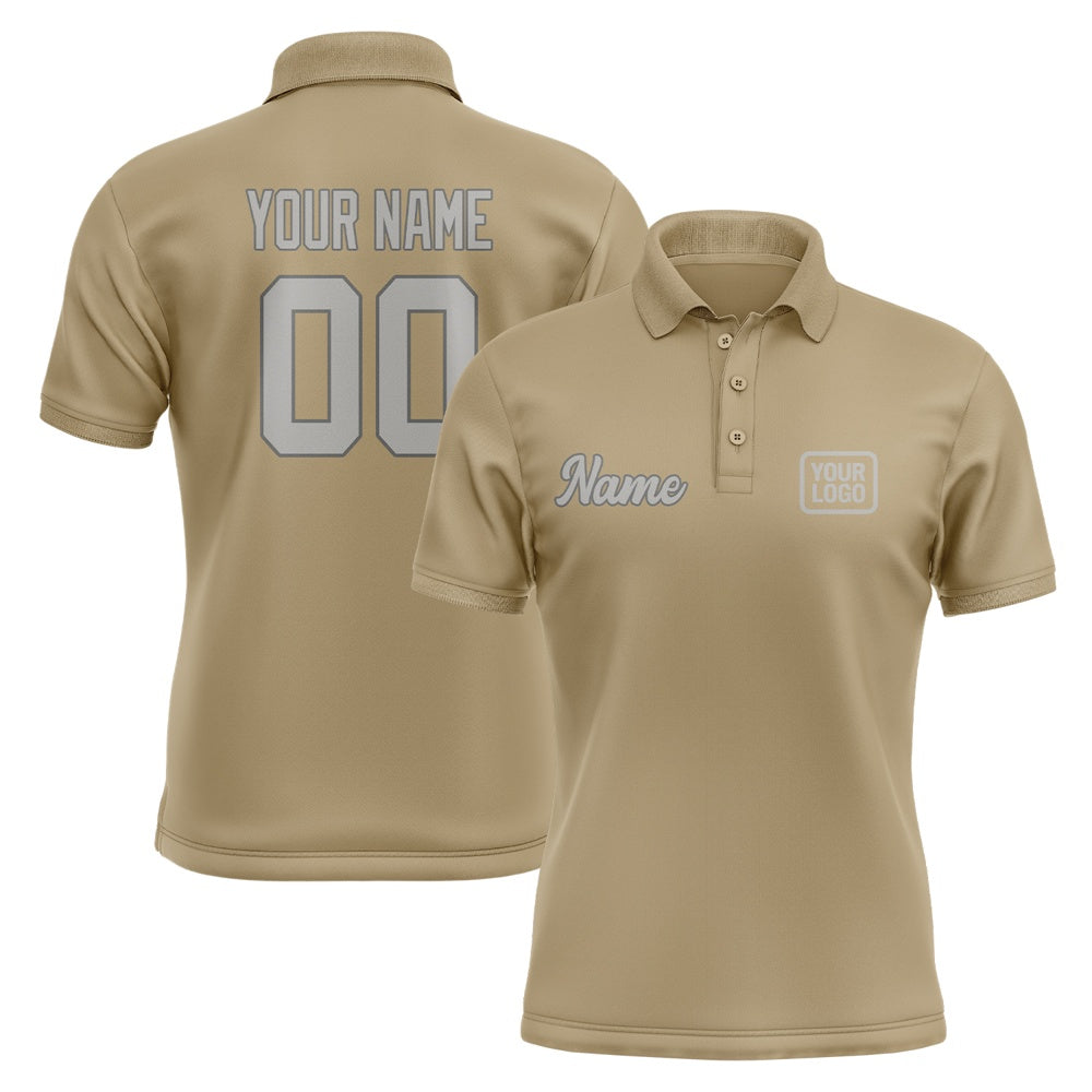 Custom Light Khaki Gray Short-Sleeve Polo Shirt
