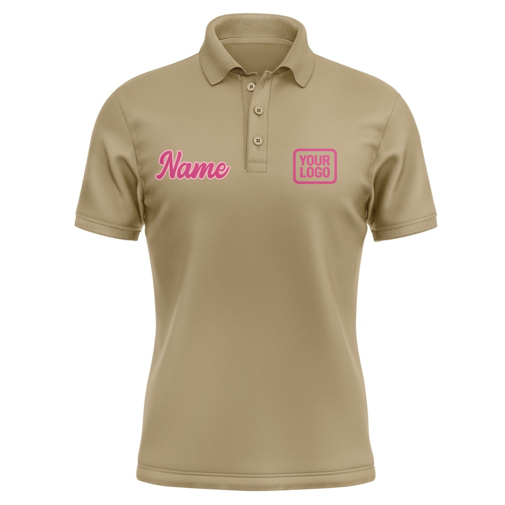 Custom Light Khaki Pink Short-Sleeve Polo Shirt
