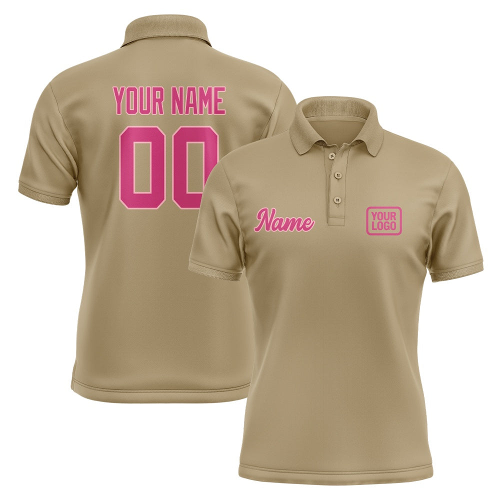 Custom Light Khaki Pink Short-Sleeve Polo Shirt
