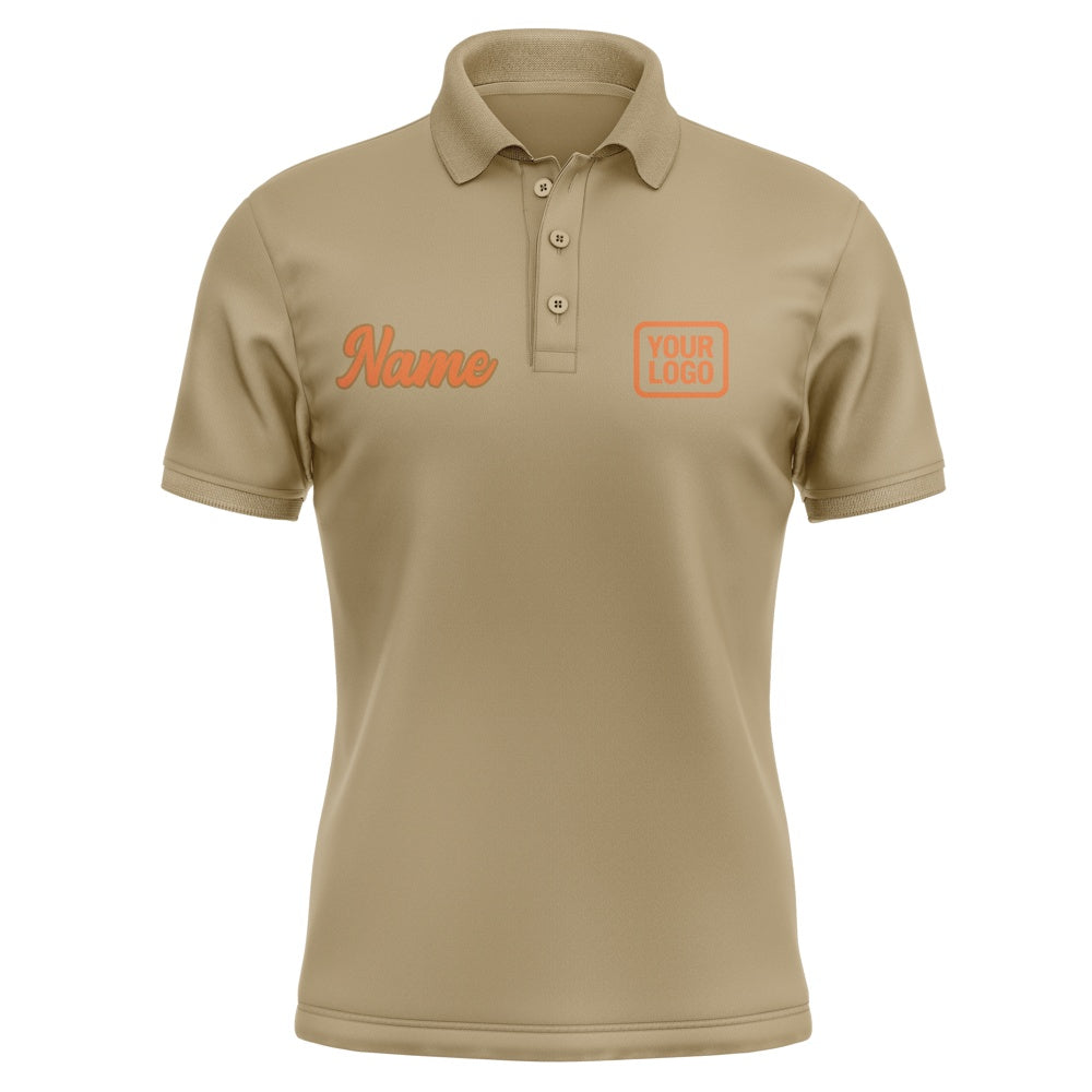 Custom Light Khaki Orange Short-Sleeve Polo Shirt