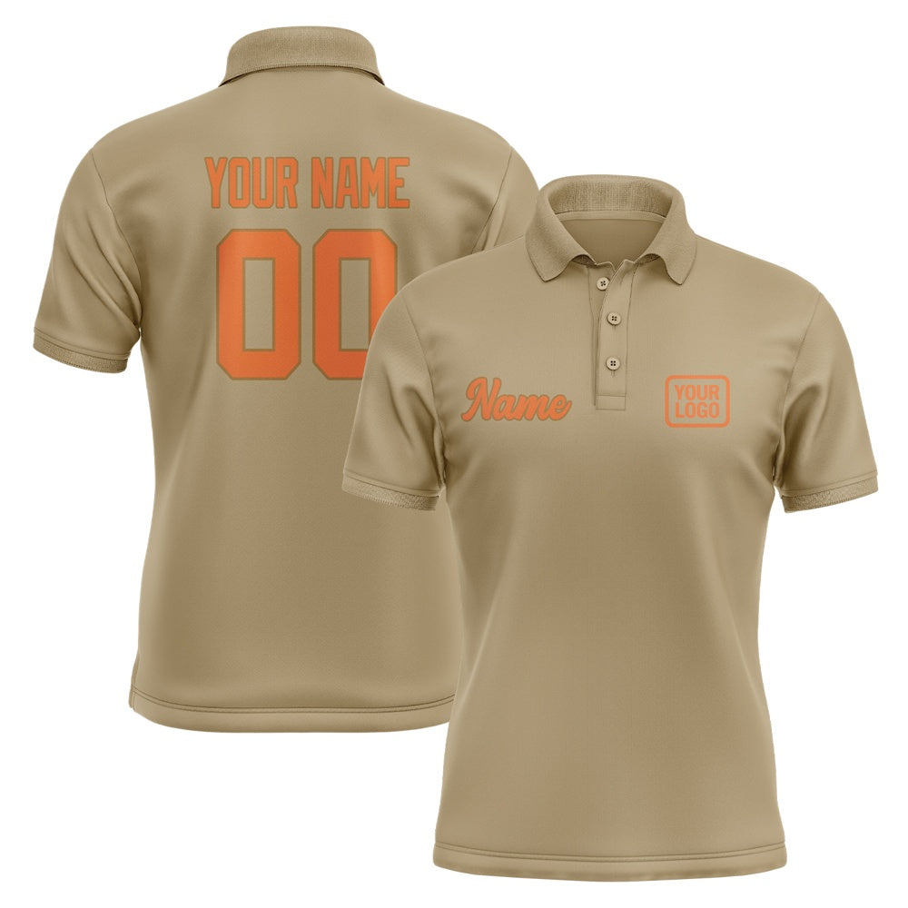 Custom Light Khaki Orange Short-Sleeve Polo Shirt