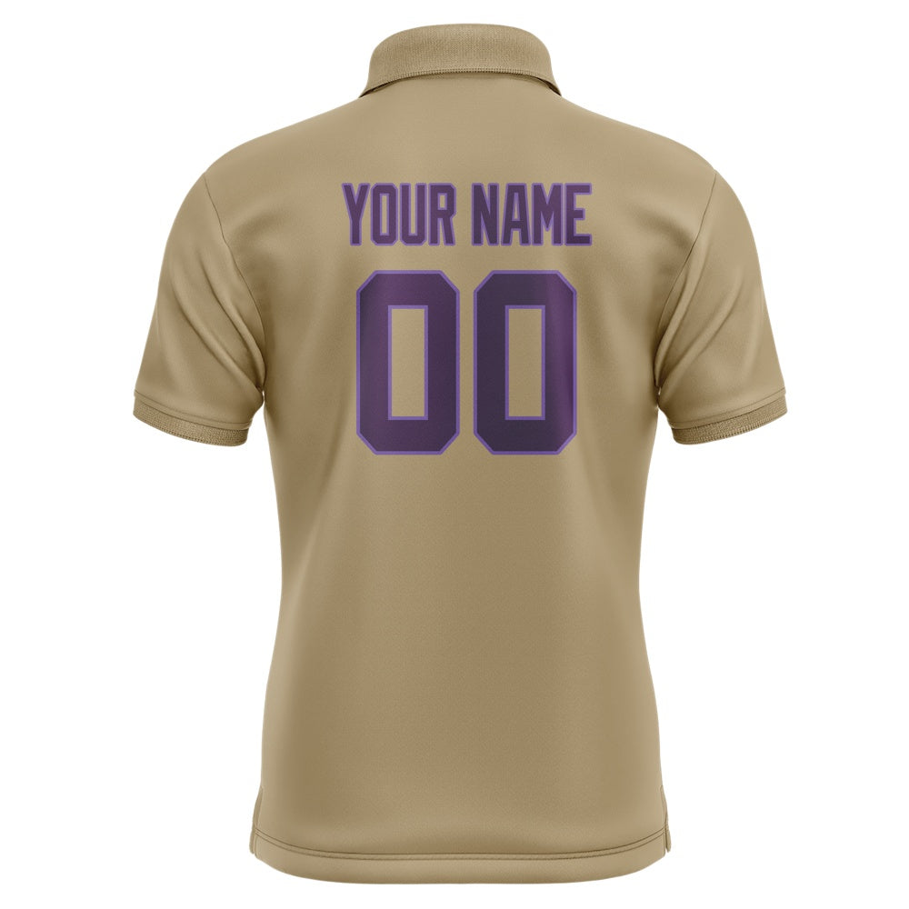 Custom Light Khaki Purple Short-Sleeve Polo Shirt
